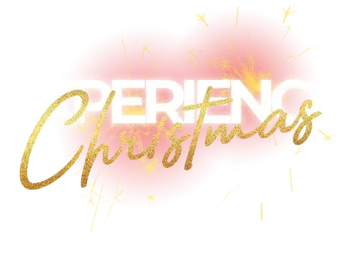 Experience Christmas with sparkles and a red background, featuring "Christmas" written in gold and white text. Add to the fun with a snow sled for an extra festive touch.
